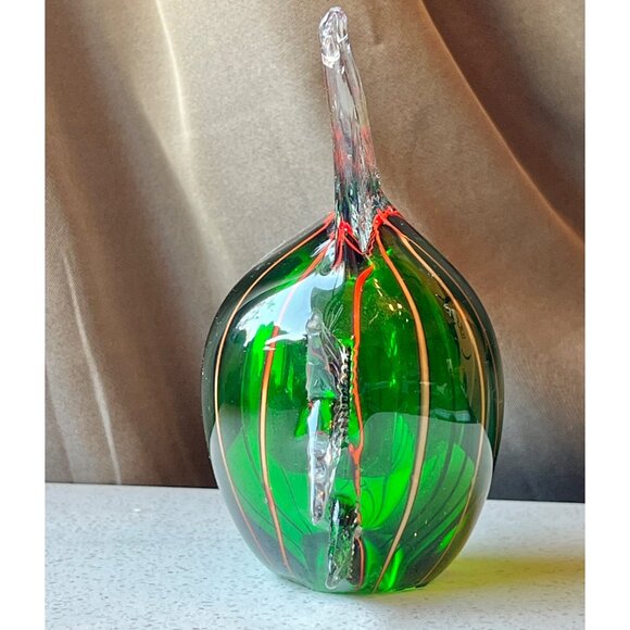 Murano Hand Blown Glass Fish Figurine Green Red & Clear Art Decor with Repair - Picture 2 of 10